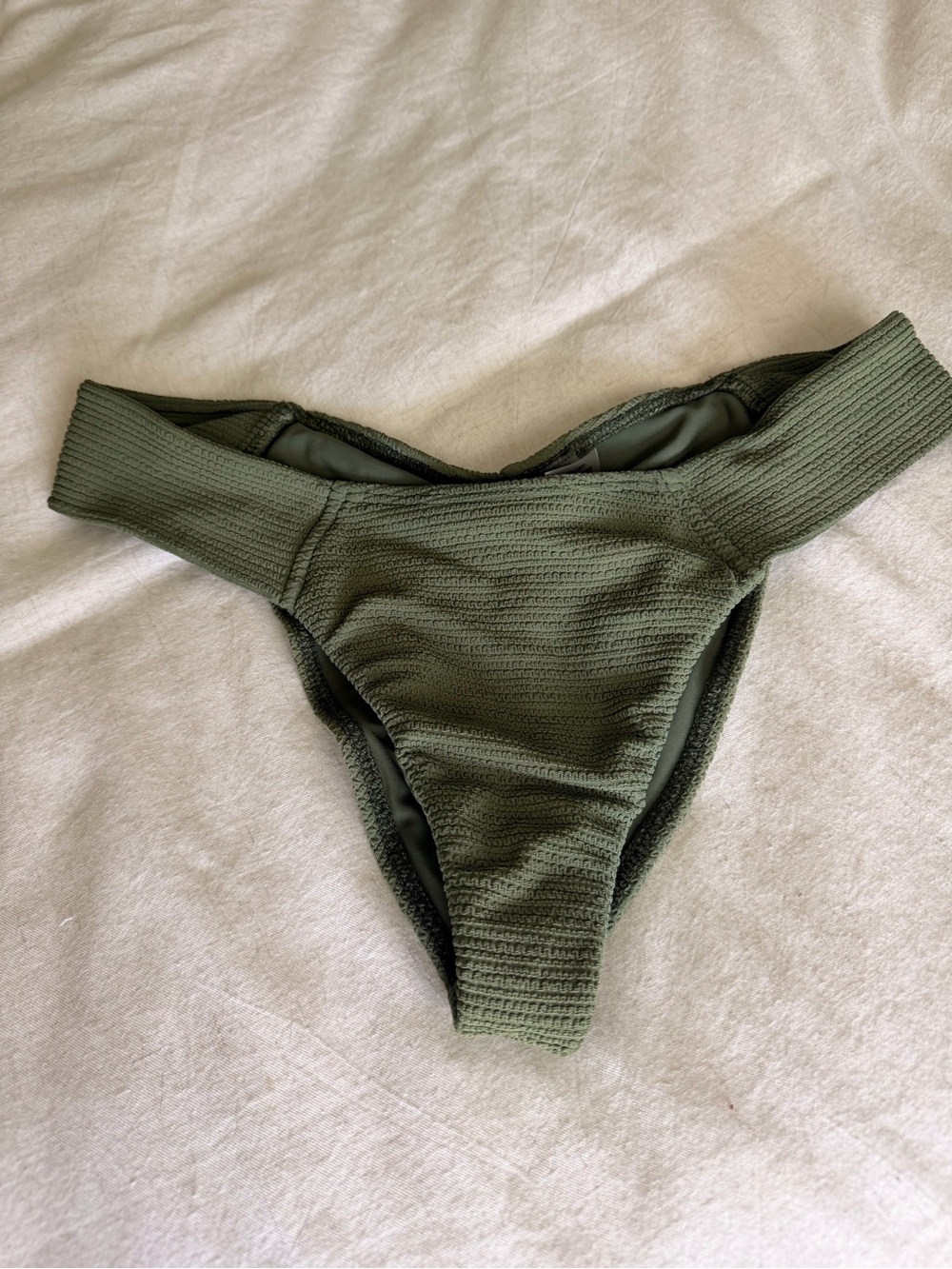 Montce Ribbed Olive High-Cut Swim Bottom